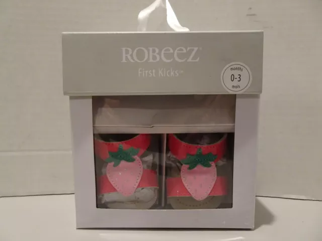 ROBEEZ Pink Red Strawberry First Kicks Patent Leather Sandals Size 0-3 Months