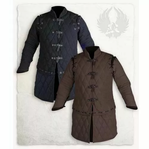 Mittelalterlich Dick Gepolstert Schwarz Gambeson Jacke Aketon Armor Reenactment