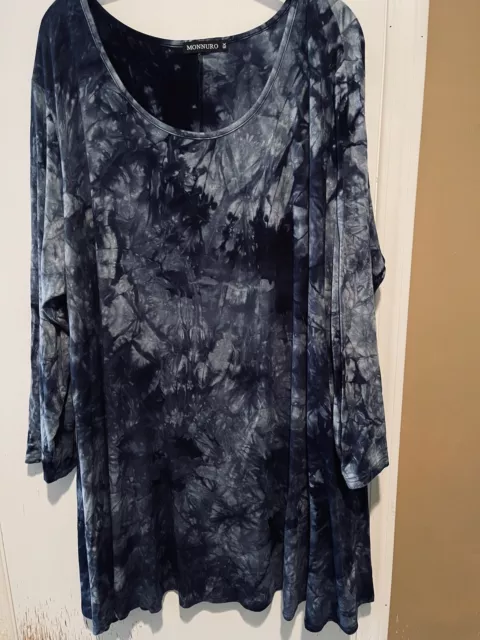 Monnuro Plus Size 6X 28/30 Shirt Top Art to Wear Tie Dye Stretch Soft Tee Tunic