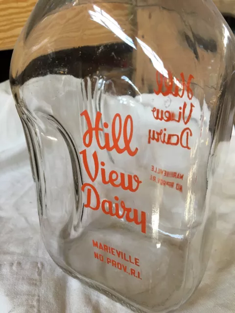 Half Gallon Milk Bottle Hill View Dairy Marieville N. Providence Rhode Island 2