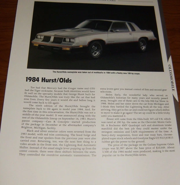 1983 1984 83 84 Hurst Olds Instruction De Changement De Tige De Foudre ...