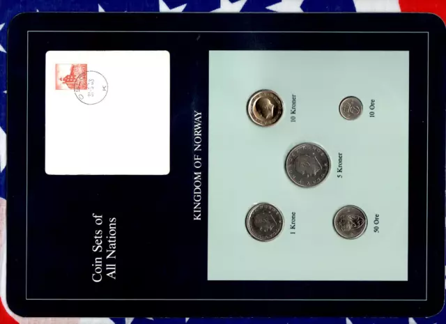 Coin Sets of All Nations Norway w/card UNC 1982-1984 5 Kroner 1982