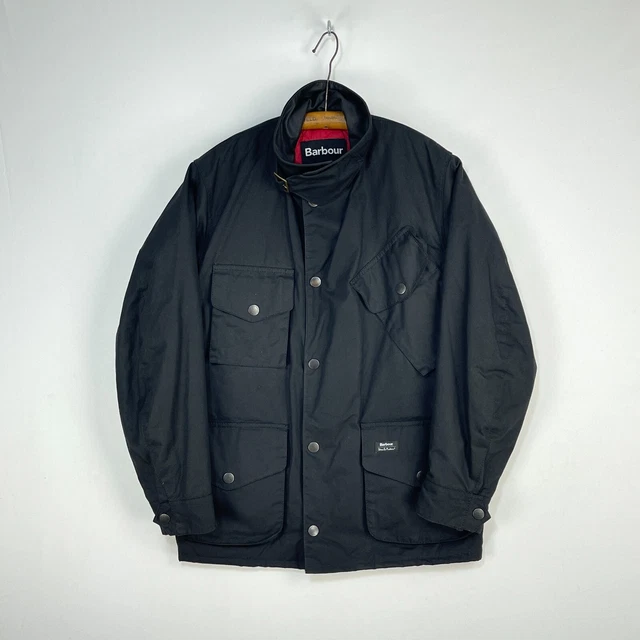 Barbour Deus Ex Machina Niet Wax Jacket Mens Small Black Biker Motorcycle Coat Barbour Deus Ex Machina Niet Wax Jacket Mens Small Black Biker Motorcycle Coat
