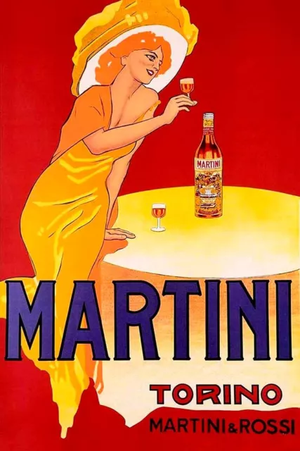 Poster Manifesto Locandina Pubblicitaria Vintage Vermouth Liquore Martini Torino