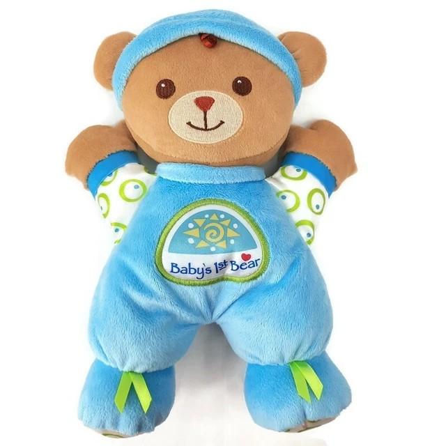 Fisher Price Baby's First Bear Blue Plush Rattle 10" 2008 Stuffed Animal Toy