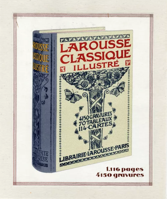 "LAROUSSE CLASSIQUE ILLUSTRÉ 1932" Affichette d'intérieur originale entoilée