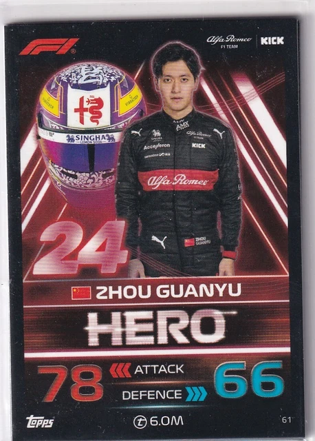 Topps Turbo Attax F1 2024 - Carte Zhou Guanyu Signature Style 90 UK Edition - /499