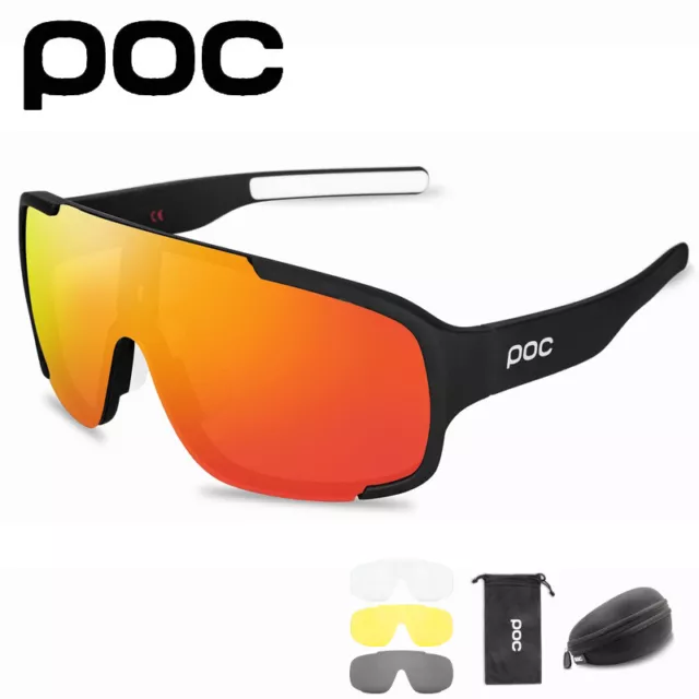 POC Sport Goggles Cycling Sunglasses UV400 Polarized Glasses W/ 4pc Replace Lens