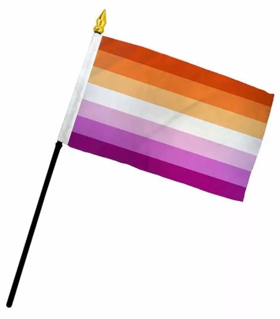 Wholesale Lot of 12 Lesbian Sunset Pride 4"x6" Flag Desk Table Plastic Stick