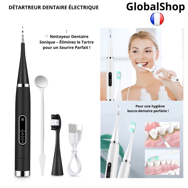 Détartreur Dentaire à Ultrasons - Brosse à Dents électrique, Blanchiment, 2 Buses, Rechargeable