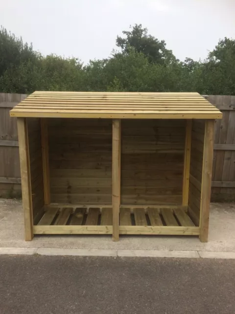 Rugglestone 6ft Wide Outdoor Wooden Log store - Available With Doors And Shelf