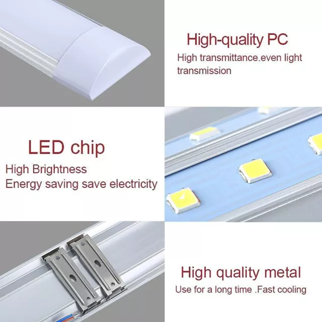 10X 5FT LED Strip Lights Batten Tube Light Office Shop Garage Ceiling Panel Lamp 3