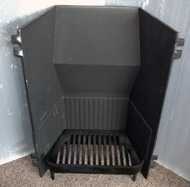 Antique Tiled Fireplace Spares. Replica Cast Iron Fire Back with Fire Grate