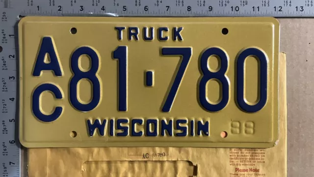 1988 Wisconsin truck license plate AC 81-780 YOM DMV Ford Chevy Dodge 15568