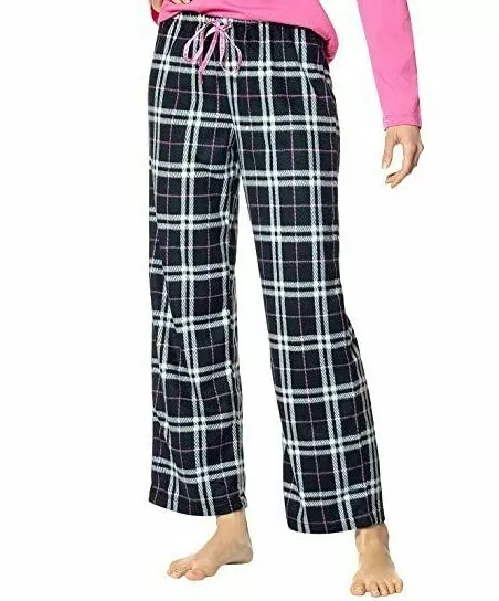 Hue Soft Black White Pink Plaid Plush Pajama Pants Women's Plus Size 2X