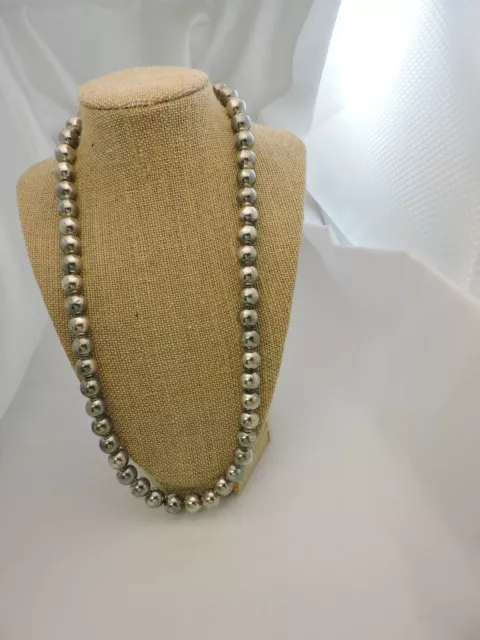 VINTAGE STERLING SILVER Ball Bead Necklace 24