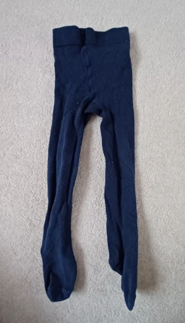 NEXT Girl's Thick Cotton Blend Navy Blue Tights age 3-4 years