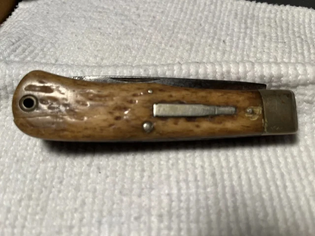 This Auction  For Charlie Remington R1123 Trapper Bullet Knife Brown Bone Handle