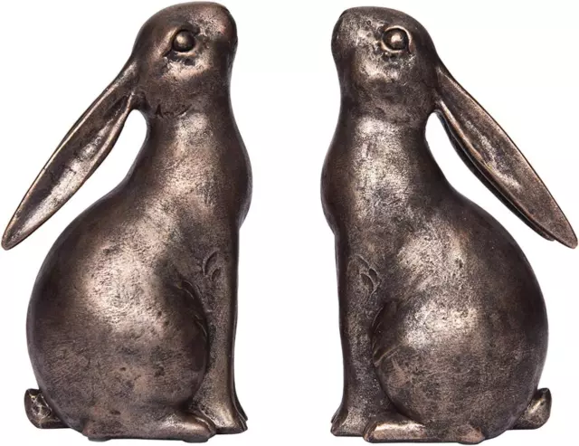 Creative Co-Op Decorative Resin Rabbit Bookends, Bronze, Set of 2