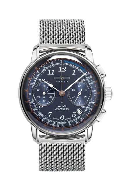 Orologio Zeppelin LZ126 Los Angeles Chronograph Quarzo Acciaio Blu 7614M-3