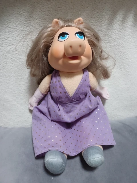 Fisher Price Doll Miss Piggy Plush Purple Dress Jim Henson Muppets 1980 Vintage
