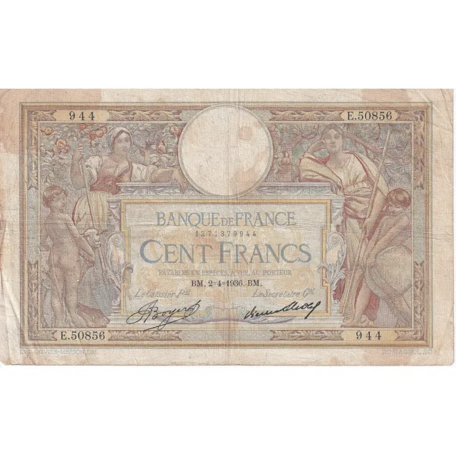 [#195735] France, 100 Francs, Luc Olivier Merson, 1936, E.50856, TB, Fayette:24.