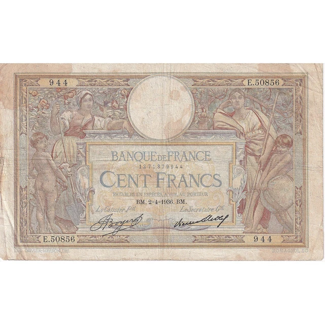 [#195735] France, 100 Francs, Luc Olivier Merson, 1936, E.50856, TB, Fayette:24.