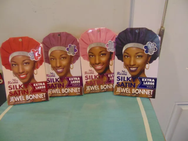 Lot of 4 Assorted Color Ms Remi Silky Satin Jewel Bonnet Extra Large