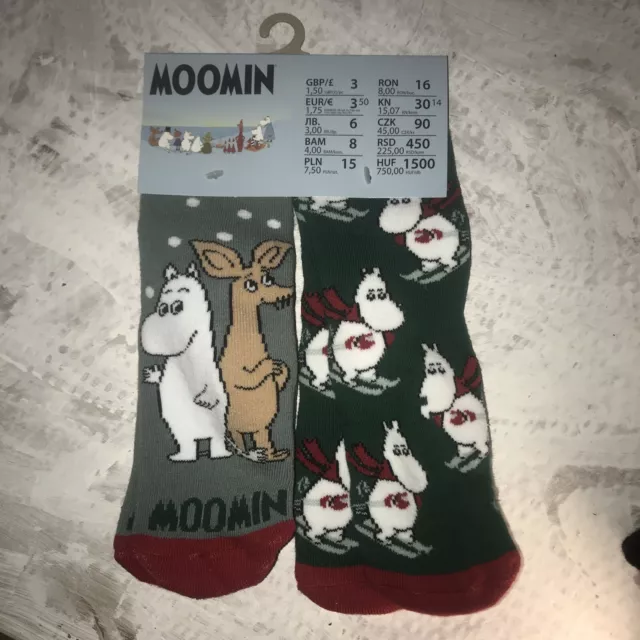 Moomin Christmas Slipper Socks  Uk 9-12 Child 2 Pairs Nwt