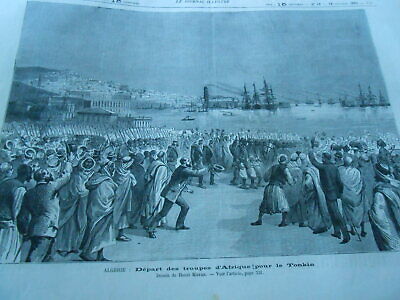 1883 engraving - Algeria departure of troops from Africa for the Tonkin