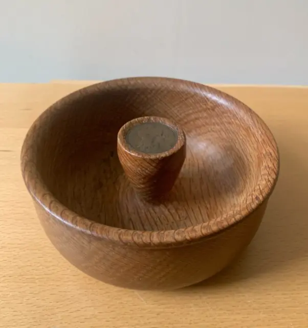 Turned Wood, Small Bowl w Antique, French Dupuis Coin Insert to the Handle Pole