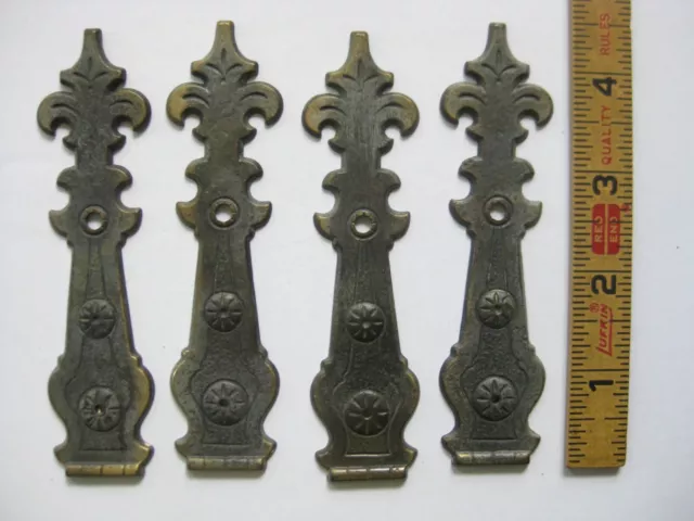 Vintage Keeler Brass KBC Faux Fake Hinge Straps for Doors N-1803 4½" Long 2 Pair
