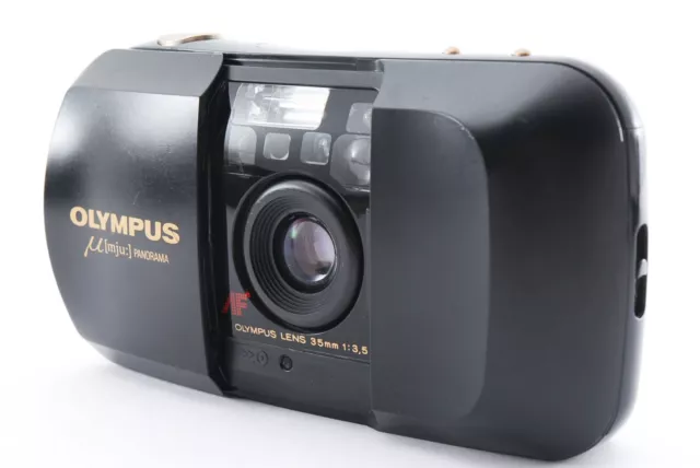 [Near MINT] Olympus μ Mju Panorama Black 35mm Point & Shoot Film Camera JAPAN