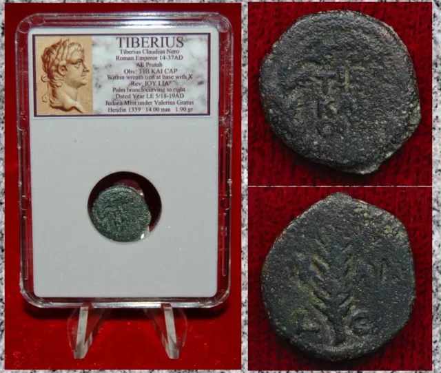 Ancient Roman Empire Coin TIBERIUS Jerusalem Mint 18-19AD Jesus Christ Lifetime!