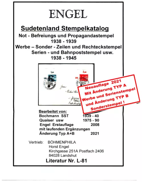 Sudetenland Stempelkatalog Sonder-Not u.Befreiungsst.1938-1945 über 5000! (L-81)