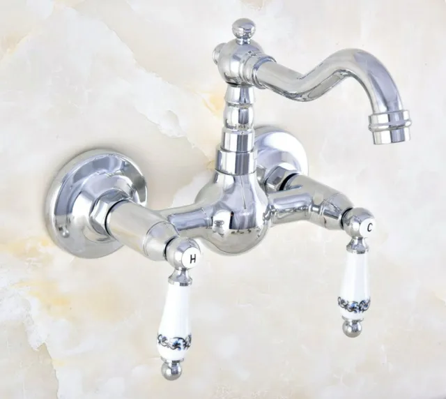 Polished Wall Mounted Swivel Chrome Bathroom&kitchen Basin Faucet Mixer Tap