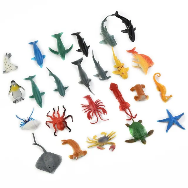 Ensemble de figurines animaux marins en plastique 24 pièces détails réalistes