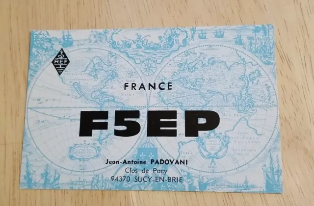 QSL card Postcard Amateur Radio station vintage France French Sucy Wn Brie Blue