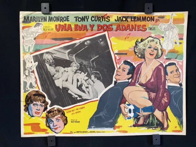 1959~ Some Like It Hot~ MARILYN MONROE~TONY CURTIS~ Original Mexican Lobby Card