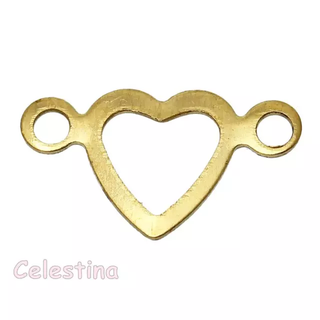 50 Heart Charms - Gold Tone Links - Copper Stampings