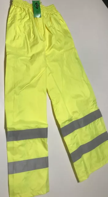 Fluorescent Safety Pants, Class E, Level 2, Reflective Tape, 100% Polyester, New