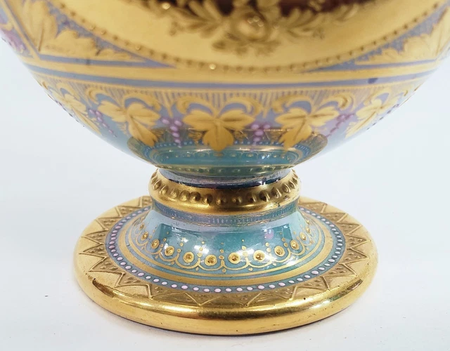 ANTIKE DEUTSCHE 19. Jh. handbemalt ROYAL VIENNA PORZELLAN Urne VASE signiert WAGNER 5