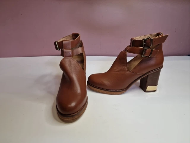 OFFICE Arke Platform Block Heel Ankle Boots Brown Leather - Women's Ankle  Boots