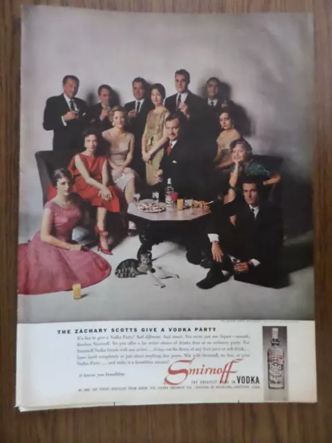 1959 Smirnoff Vodka Ad The Zachary Scotts Give a Party