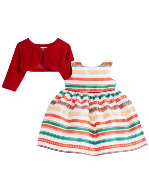 Blueberi Boulevard Baby Girls 2-Pc. Shrug & Striped Dress Set Size 3-6M 2