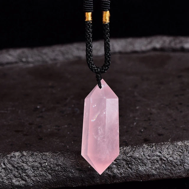 Natural Rose Quartz Crystal Pendulum Pendant Necklace Chakra Gemstone Healing