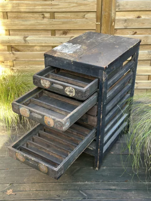 Antique Vintage Haberdashery Rustic Wooden Engineers Drawers