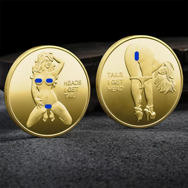 Token Challenge Coin Sexy Lady Good Luck Heads Tails Funny Gifts for Men Husband 3