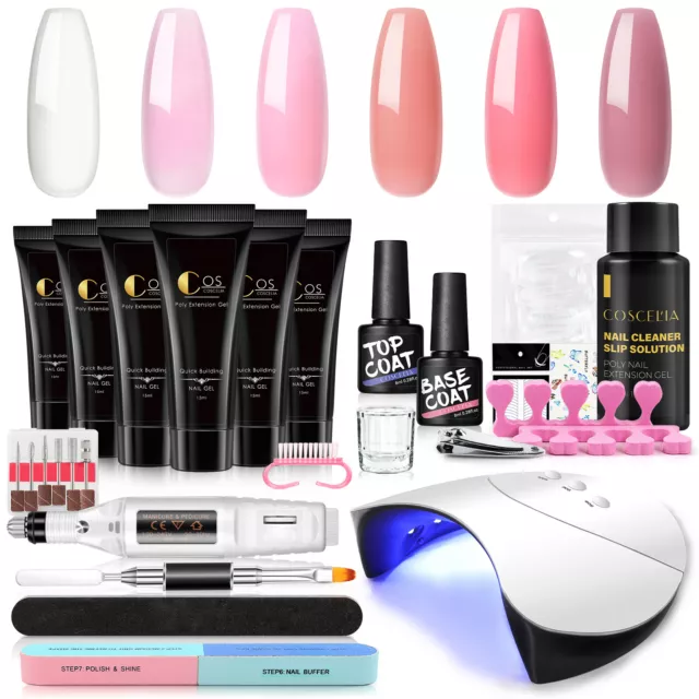 Poly Nail Gel Starter Kit With UV Lamp Nail Extension Gel Set Builder Nail Gel