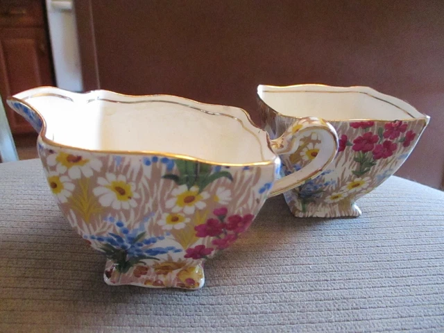 Royal Winton Grimwades Chintz 'Marguerite' Sugar And Creamer Set England